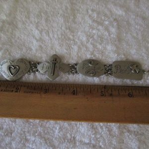 Peace Religious Faith Bracelet Silver Tone Nice